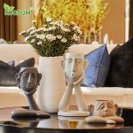 Nordic Art Human Head Vase Face Flower Pot Resin Figure Sculpture Home Decoration Succulents Flower Pot Head Shaped Vase